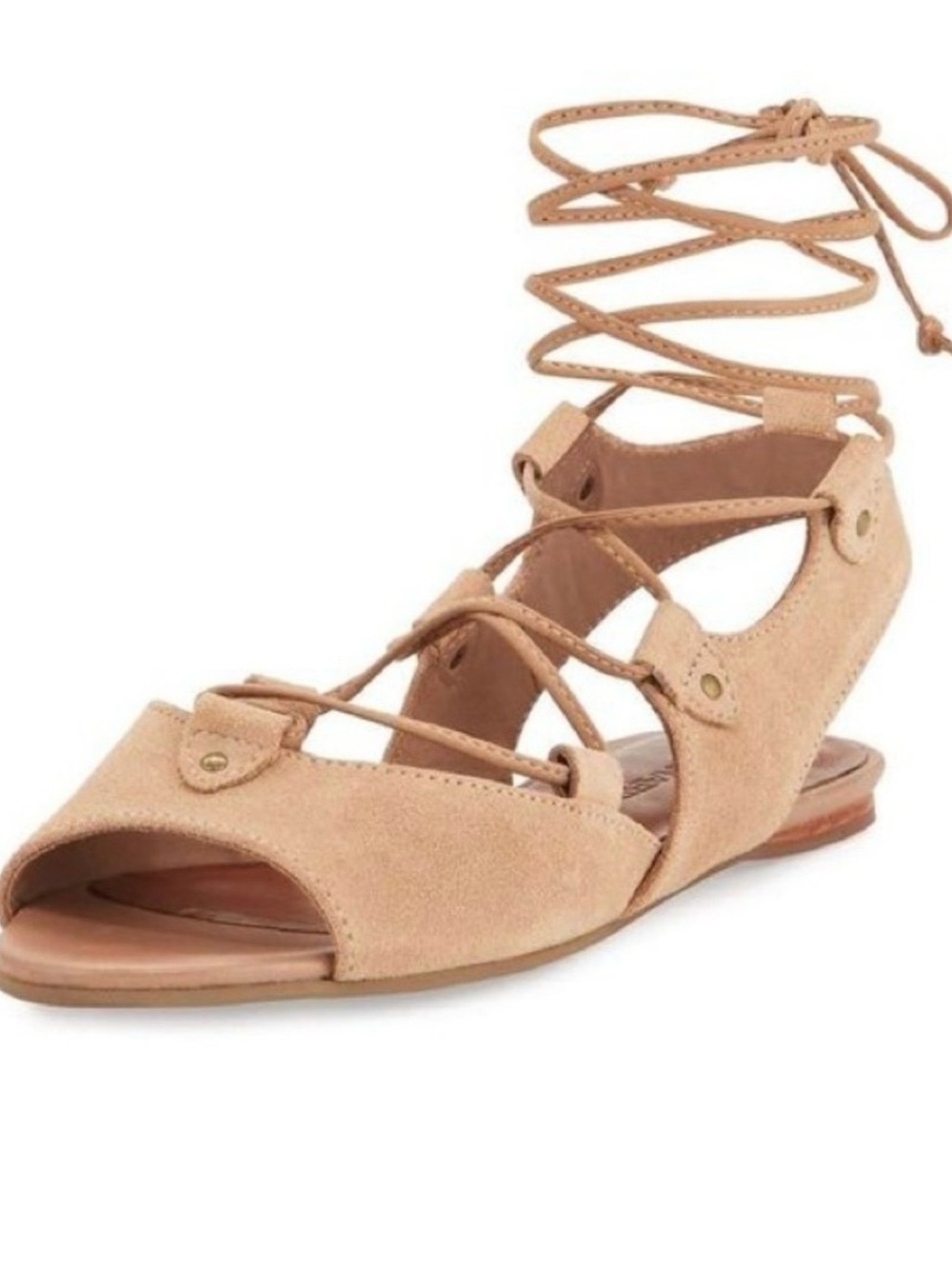 Bernardo Olivia Lace Up Gladiator Flat Ankle Strap Sandal Open Toe Sand 7.5M